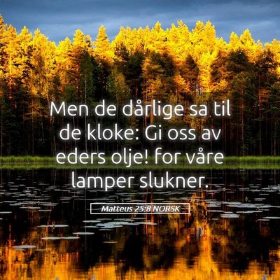 Picture 05 - Matteus 25:8 NORSK - Men de dårlige sa til de kloke: Gi oss av eders - Bible Verse Picture