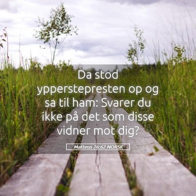 Picture 05 - Matteus 26:62 NORSK - Da stod ypperstepresten op og sa til ham: Svarer - Bible Verse Picture
