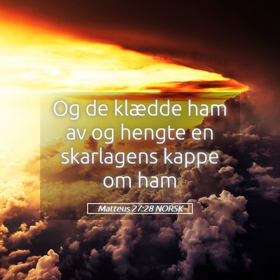 Picture 05 - Matteus 27:28 NORSK - Og de klædde ham av og hengte en skarlagens - Bible Verse Picture