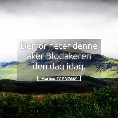Picture 05 - Matteus 27:8 NORSK - Derfor heter denne aker Blodakeren den dag - Bible Verse Picture