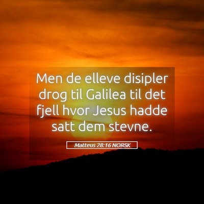 Picture 05 - Matteus 28:16 NORSK - Men de elleve disipler drog til Galilea til det - Bible Verse Picture