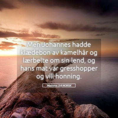 Picture 05 - Matteus 3:4 NORSK - Men Johannes hadde klædebon av kamelhår og - Bible Verse Picture