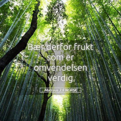 Picture 05 - Matteus 3:8 NORSK - Bær derfor frukt som er omvendelsen - Bible Verse Picture