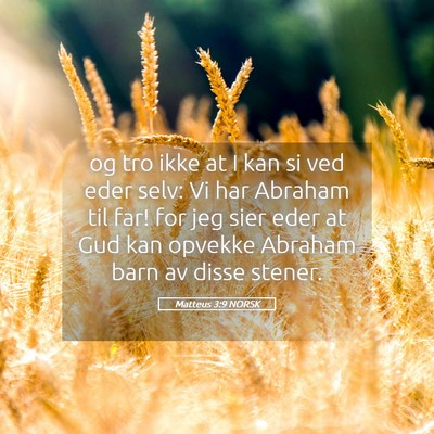 Picture 05 - Matteus 3:9 NORSK - og tro ikke at I kan si ved eder selv: Vi har - Bible Verse Picture