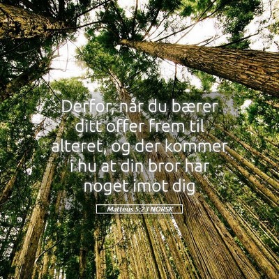 Picture 05 - Matteus 5:23 NORSK - Derfor, når du bærer ditt offer frem til - Bible Verse Picture