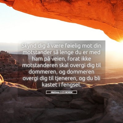Picture 05 - Matteus 5:25 NORSK - Skynd dig å være føielig mot din motstander - Bible Verse Picture