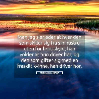 Picture 05 - Matteus 5:32 NORSK - Men jeg sier eder at hver den som skiller sig fra - Bible Verse Picture