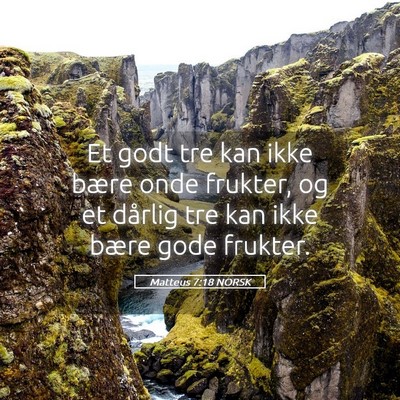 Picture 05 - Matteus 7:18 NORSK - Et godt tre kan ikke bære onde frukter, og et - Bible Verse Picture