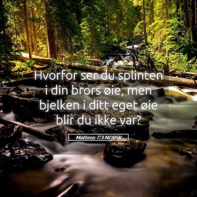 Picture 05 - Matteus 7:3 NORSK - Hvorfor ser du splinten i din brors øie, men - Bible Verse Picture