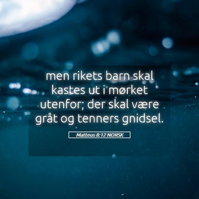 Picture 05 - Matteus 8:12 NORSK - men rikets barn skal kastes ut i mørket utenfor; - Bible Verse Picture