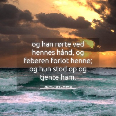 Picture 05 - Matteus 8:15 NORSK - og han rørte ved hennes hånd, og feberen forlot - Bible Verse Picture