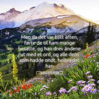 Picture 05 - Matteus 8:16 NORSK - Men da det var blitt aften, førte de til ham - Bible Verse Picture