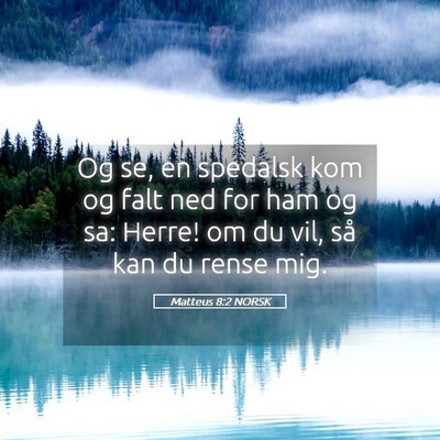 Picture 05 - Matteus 8:2 NORSK - Og se, en spedalsk kom og falt ned for ham og sa: - Bible Verse Picture