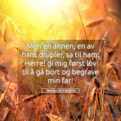 Picture 05 - Matteus 8:21 NORSK - Men en annen, en av hans disipler, sa til ham: - Bible Verse Picture