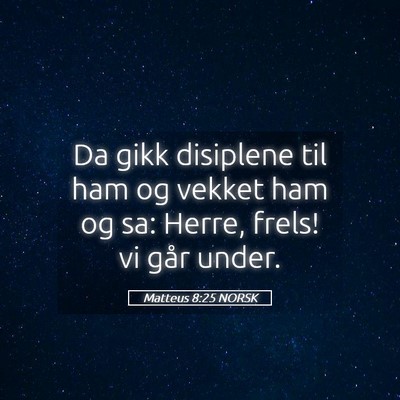 Picture 05 - Matteus 8:25 NORSK - Da gikk disiplene til ham og vekket ham og sa: - Bible Verse Picture