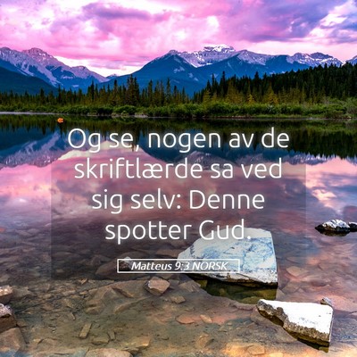 Picture 05 - Matteus 9:3 NORSK - Og se, nogen av de skriftlærde sa ved sig selv: - Bible Verse Picture