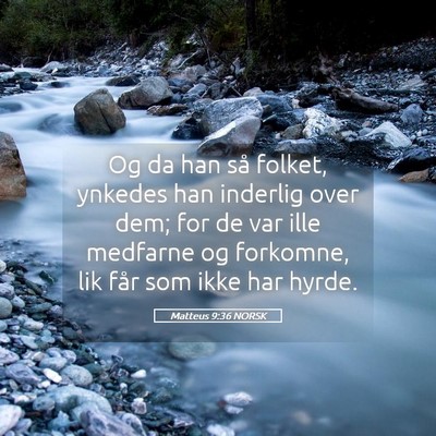 Picture 05 - Matteus 9:36 NORSK - Og da han så folket, ynkedes han inderlig over - Bible Verse Picture