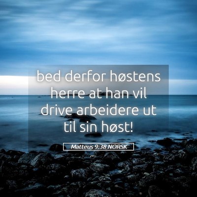Picture 05 - Matteus 9:38 NORSK - bed derfor høstens herre at han vil drive - Bible Verse Picture