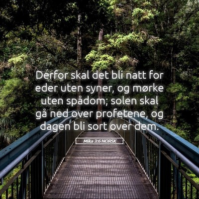 Picture 05 - Mika 3:6 NORSK - Derfor skal det bli natt for eder uten syner, og - Bible Verse Picture