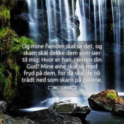 Picture 05 - Mika 7:10 NORSK - Og mine fiender skal se det, og skam skal dekke - Bible Verse Picture