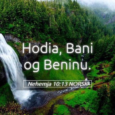 Picture 05 - Nehemja 10:13 NORSK - Hodia, Bani og - Bible Verse Picture
