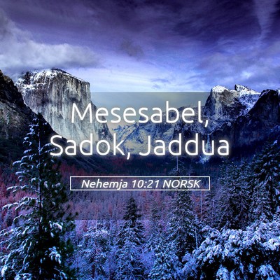 Picture 05 - Nehemja 10:21 NORSK - Mesesabel, Sadok, - Bible Verse Picture