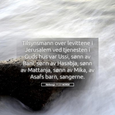 Picture 05 - Nehemja 11:22 NORSK - Tilsynsmann over levittene i Jerusalem ved - Bible Verse Picture