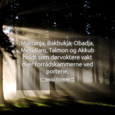 Picture 05 - Nehemja 12:25 NORSK - Mattanja, Bakbukja, Obadja, Mesullam, Talmon og - Bible Verse Picture