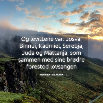 Picture 05 - Nehemja 12:8 NORSK - Og levittene var: Josva, Binnui, Kadmiel, - Bible Verse Picture