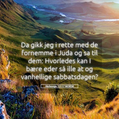 Picture 05 - Nehemja 13:17 NORSK - Da gikk jeg i rette med de fornemme i Juda og sa - Bible Verse Picture