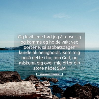 Picture 05 - Nehemja 13:22 NORSK - Og levittene bød jeg å rense sig og komme og - Bible Verse Picture
