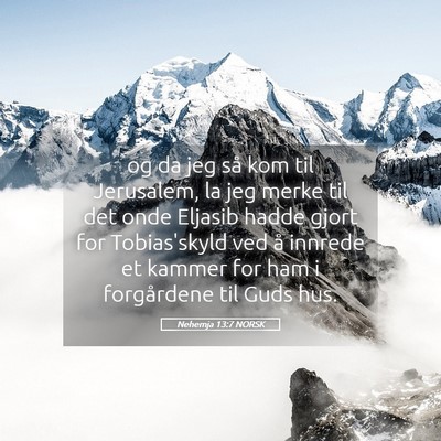 Picture 05 - Nehemja 13:7 NORSK - og da jeg så kom til Jerusalem, la jeg merke til - Bible Verse Picture