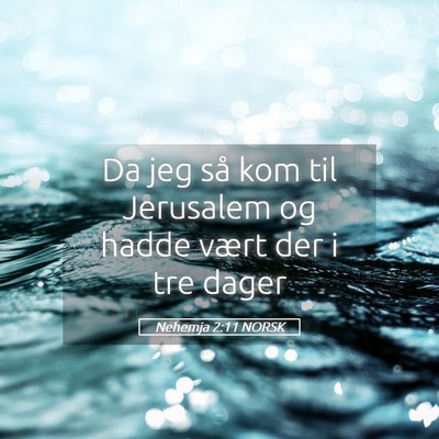 Picture 05 - Nehemja 2:11 NORSK - Da jeg så kom til Jerusalem og hadde vært der i - Bible Verse Picture