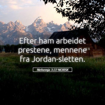 Picture 05 - Nehemja 3:22 NORSK - Efter ham arbeidet prestene, mennene fra - Bible Verse Picture