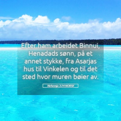 Picture 05 - Nehemja 3:24 NORSK - Efter ham arbeidet Binnui, Henadads sønn, på et - Bible Verse Picture