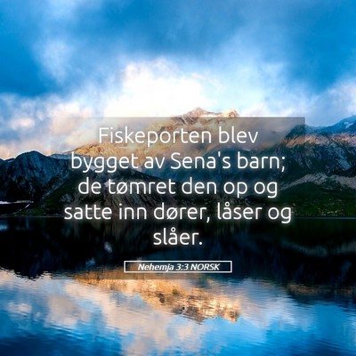 Picture 05 - Nehemja 3:3 NORSK - Fiskeporten blev bygget av Sena's barn; de - Bible Verse Picture