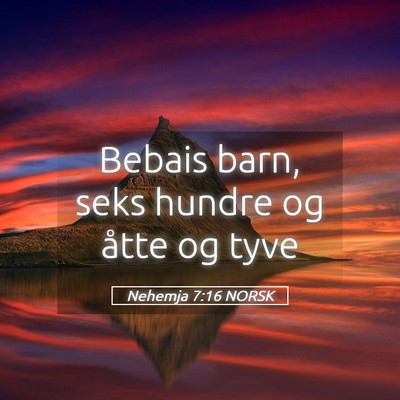 Picture 05 - Nehemja 7:16 NORSK - Bebais barn, seks hundre og åtte og - Bible Verse Picture