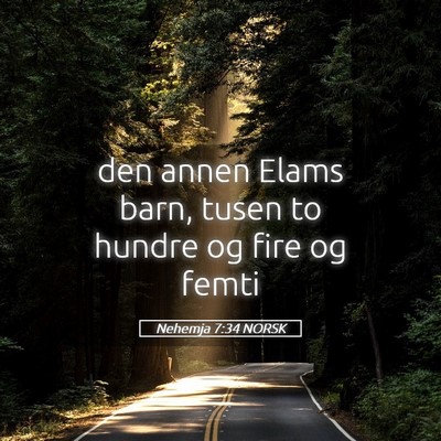 Picture 05 - Nehemja 7:34 NORSK - den annen Elams barn, tusen to hundre og fire og - Bible Verse Picture