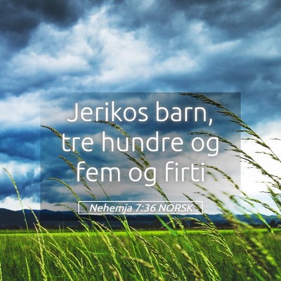 Picture 05 - Nehemja 7:36 NORSK - Jerikos barn, tre hundre og fem og - Bible Verse Picture
