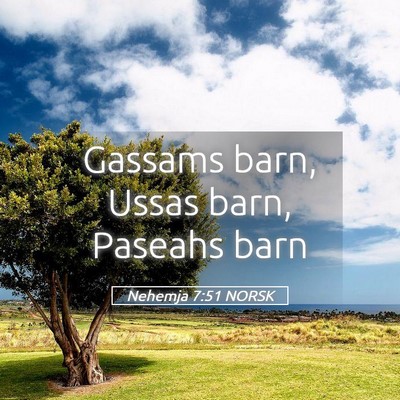 Picture 05 - Nehemja 7:51 NORSK - Gassams barn, Ussas barn, Paseahs - Bible Verse Picture