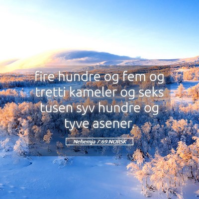 Picture 05 - Nehemja 7:69 NORSK - fire hundre og fem og tretti kameler og seks - Bible Verse Picture