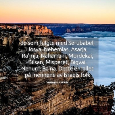 Picture 05 - Nehemja 7:7 NORSK - de som fulgte med Serubabel, Josva, Nehemias, - Bible Verse Picture