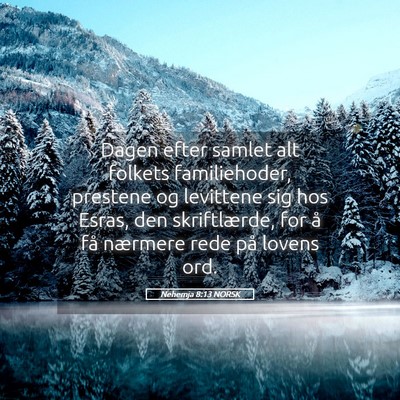 Picture 05 - Nehemja 8:13 NORSK - Dagen efter samlet alt folkets familiehoder, - Bible Verse Picture