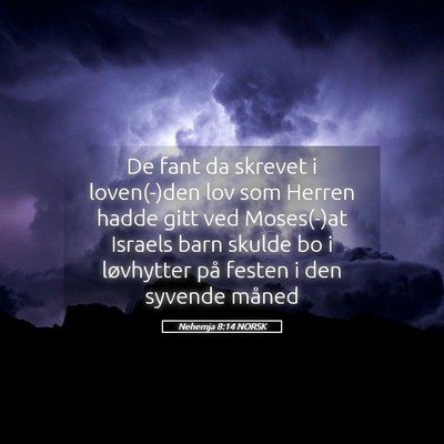 Picture 05 - Nehemja 8:14 NORSK - De fant da skrevet i loven(-)den lov som Herren - Bible Verse Picture
