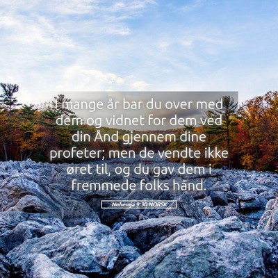 Picture 05 - Nehemja 9:30 NORSK - I mange år bar du over med dem og vidnet for dem - Bible Verse Picture