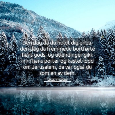 Picture 05 - Obadja 1:11 NORSK - Den dag da du holdt dig unda, den dag da fremmede - Bible Verse Picture