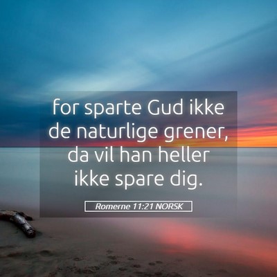 Picture 05 - Romerne 11:21 NORSK - for sparte Gud ikke de naturlige grener, da vil - Bible Verse Picture