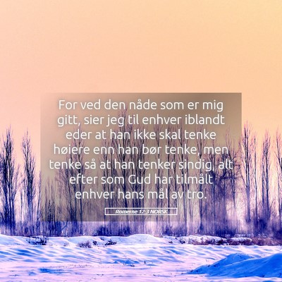 Picture 05 - Romerne 12:3 NORSK - For ved den nåde som er mig gitt, sier jeg til - Bible Verse Picture