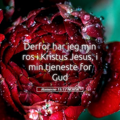 Picture 05 - Romerne 15:17 NORSK - Derfor har jeg min ros i Kristus Jesus, i min - Bible Verse Picture