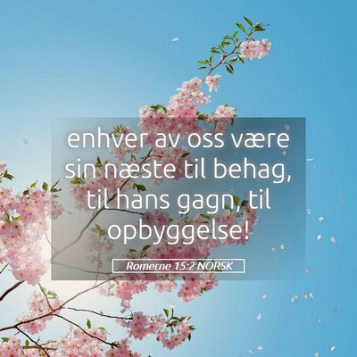 Picture 05 - Romerne 15:2 NORSK - enhver av oss være sin næste til behag, til - Bible Verse Picture